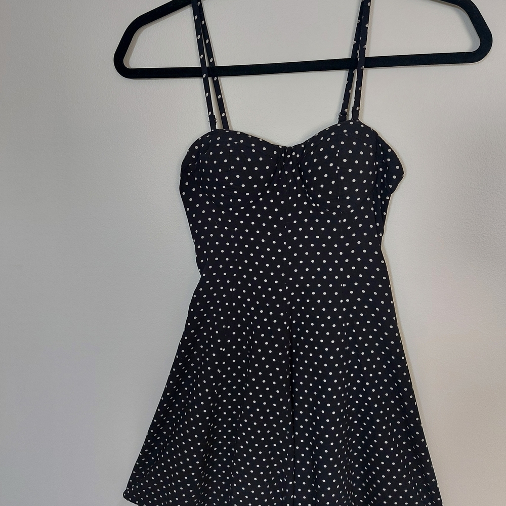 American Eagle Outfitters Black and White Polka Dot Mini Dress